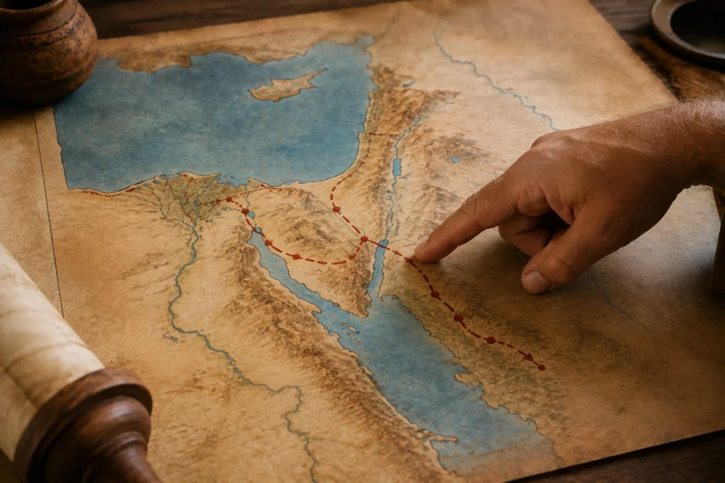 Mapa completo do Êxodo do povo de Israel
